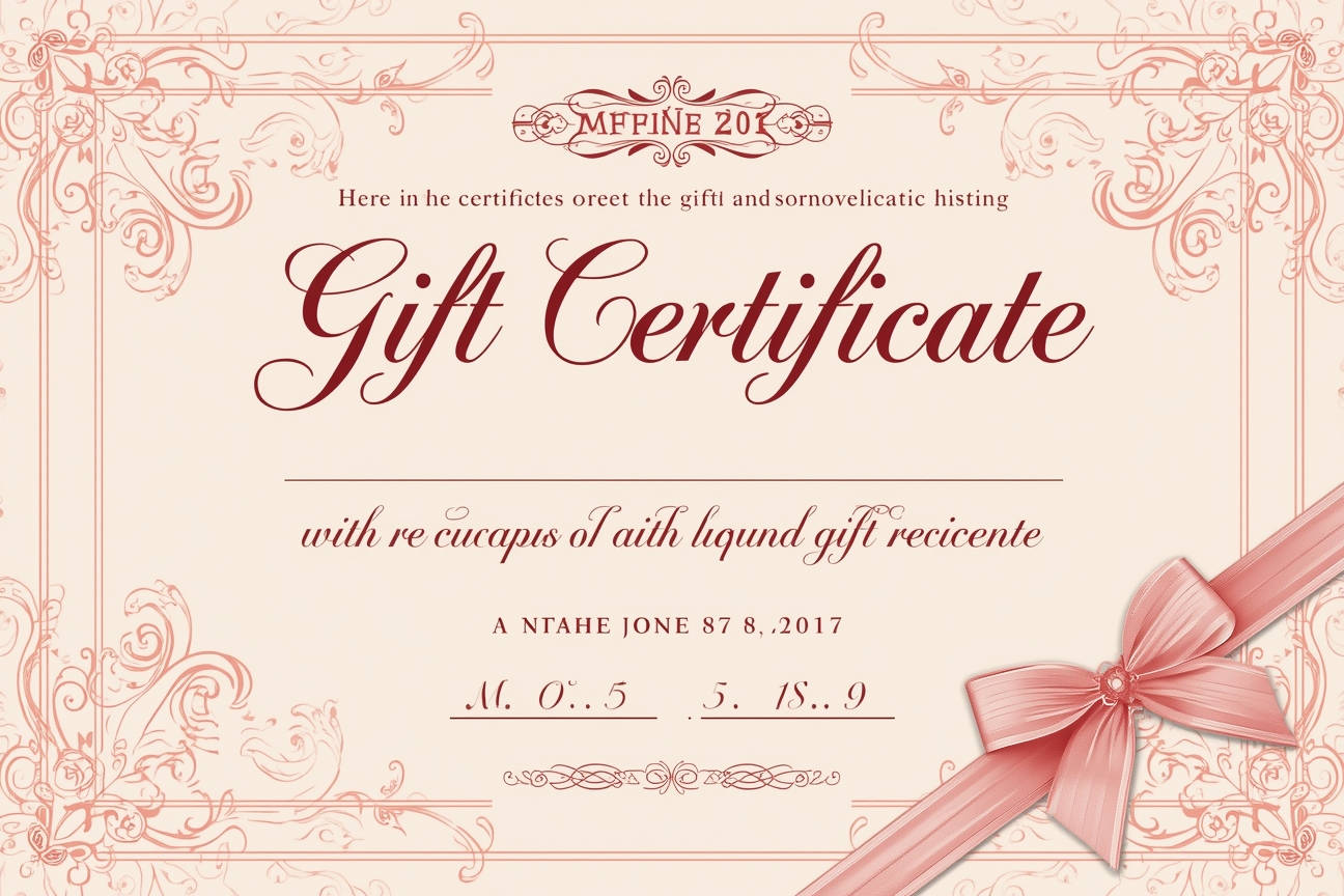 Beautifully designed gift certificate with decorative elements